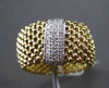 ESTATE WIDE .35CT DIAMOND 14K WHITE & YELLOW GOLD PAVE FLEXIBLE WOVEN MESH RING