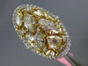 ESTATE LARGE 4.13CT WHITE & FANCY YELLOW DIAMOND 18KT GOLD 3D OVAL CLUSTER RING
