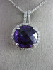 ESTATE LARGE 5.49CT DIAMOND & AMETHYST 14KT WHITE GOLD FILIGREE FLOATING PENDANT