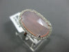 ESTATE LARGE .14CT DIAMOND & AAA EXTRA FACET PINK QUARTZ 14K WHITE GOLD FUN RING