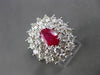 ANTIQUE LARGE 3.35CT DIAMOND & RUBY 18KT WHITE GOLD 3D ENGAGEMENT COCKTAIL RING