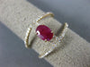 ESTATE LARGE 1.25CT ROUND DIAMOND & AAA OVAL CUT RUBY 14KT ROSE GOLD 3D FUN RING