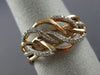 ESTATE WIDE .18CT ROUND CUT DIAMOND 14KT ROSE GOLD MULTI LEAF ANNIVERSARY RING