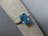 ESTATE 2.43CT DIAMOND & AAA CUSHION BLUE TOPAZ 14K WHITE GOLD 3D ENGAGEMENT RING