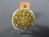 ESTATE LARGE 4.63CT WHITE & FANCY YELLOW DIAMOND 18K 2 TONE GOLD 3D CLUSTER RING
