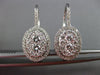 ESTATE LARGE 2.60CT DIAMOND 18KT WHITE GOLD 3D CLUSTER OVAL HANGING EARRINGS