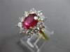 ESTATE LARGE 3.8CT DIAMOND & AAA RUBY 18K YELLOW GOLD & PLATINUM ENGAGEMENT RING