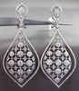 ESTATE LARGE 1.93CT DIAMOND 14KT WHITE GOLD FILIGREE HALO DROP HANGING EARRINGS