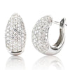 ESTATE 2.0CT DIAMOND 18K WHITE GOLD ROUND CLASSIC PAVE SEMI HOOP HUGGIE EARRINGS