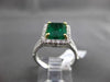ESTATE LARGE 3.15CT DIAMOND & EMERALD 18KT TWO TONE GOLD 3D HALO ENGAGEMENT RING