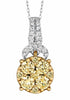 ESTATE LARGE 1.73CT WHITE & FANCY YELLOW DIAMOND 14KT WHITE GOLD FLOWER PENDANT