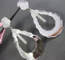 ESTATE LARGE .35CT DIAMOND 14KT WHITE GOLD TEAR DROP HAMMERED HANGING EARRINGS
