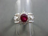 ANTIQUE 1.96CT DIAMOND & AAA RUBY PLATINUM FLOWER DESIGN ENGAGEMENT RING AMAZING