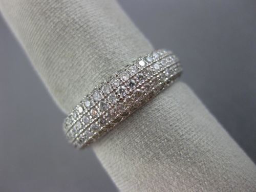 ESTATE WIDE 1.02CT DIAMOND 14KT WHITE GOLD 3D MULTI ROW HEART ANNIVERSARY RING
