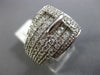 ESTATE LARGE .85CT ROUND DIAMOND 14KT WHITE GOLD 3D MULTI ROW BELT COCKTAIL RING