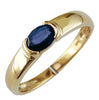 ESTATE .65CT AAA SAPPHIRE 14K YELLOW GOLD CLASSIC OVAL SEMI BEZEL SOLITAIRE RING