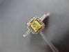ESTATE .78CT WHITE & FANCY YELLOW DIAMOND 18K TWO TONE GOLD HALO ENGAGEMENT RING