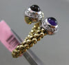 ESTATE WIDE .90CT DIAMOND GARNET & AMETHYST 14K TWO TONE GOLD FLEXIBLE LOVE RING