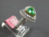 ESTATE LARGE 1.6CT DIAMOND & AAA EMERALD 18K TWO TONE GOLD HEART ENGAGEMENT RING