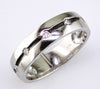 ESTATE WIDE .15CT DIAMOND 14K WHITE GOLD CLASSIC 3D ETOILE MENS ANNIVERSARY RING
