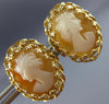 ANTIQUE 14K YELLOW GOLD 3D CLASSIC LADY CAMEO FILIGREE PUSH BACK EARRINGS #20155