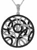 2.69CT WHITE & BLACK DIAMOND 14K WHITE GOLD CIRCLE OF LIFE OPEN FILIGREE PENDANT