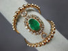 ESTATE LARGE .76CT DIAMOND & AAA EMERALD 14KT ROSE GOLD 3D OVAL BEADED FUN RING