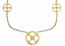 ESTATE .03CT DIAMOND 14KT YELLOW GOLD 3D ETOILE FLOWER BY THE YARD FUN NECKLACE
