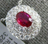 ESTATE .68CT DIAMOND & AAA RUBY 18KT WHITE GOLD OVAL DOUBLE HALO CLASSIC PENDANT