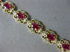 ESTATE 4.02CT DIAMOND & AAA RUBY 14K YELLOW GOLD FLOWER FILIGREE TENNIS BRACELET