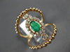ESTATE LARGE .76CT DIAMOND & AAA EMERALD 14KT ROSE GOLD 3D OVAL BEADED FUN RING