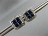 ESTATE LARGE 1.55CT DIAMOND & AAA SAPPHIRE 14K WHITE GOLD FILIGREE STUD EARRINGS