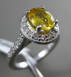 ESTATE WIDE 2.73CT DIAMOND & AAA YELLOW SAPPHIRE 14KT WHITE GOLD 3D ETOILE RING