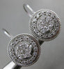 ESTATE LARGE 1.0CT DIAMOND 14K WHITE GOLD 3D CLUSTER MILGRAIN LEVERBACK EARRINGS