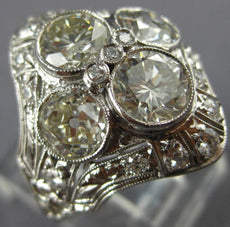 ANTIQUE LARGE 3.0CT OLD MINE DIAMOND 14KT WHITE GOLD FOUR STONE ANNIVERSARY RING