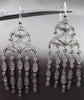 ESTATE LARGE 1.50CT DIAMOND 14KT WHITE GOLD CHANDELIER FILIGREE HANGING EARRINGS