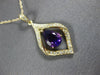ESTATE .82CT DIAMOND & AAA AMETHYST 14K YELLOW GOLD 3D TEAR DROP LEAF PENDANT