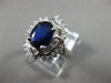 ESTATE LARGE 2.82CT DIAMOND & AAA SAPPHIRE 18K WHITE GOLD FLOWER ENGAGEMENT RING