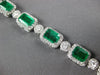 ESTATE LARGE 14.25CT DIAMOND & AAA EMERALD 18K WHITE GOLD SQUARE TENNIS BRACELET