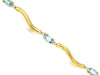 1.50CT DIAMOND & AAA AQUAMARINE 14KT YELLOW GOLD OVAL MULTI WAVE TENNIS BRACELET