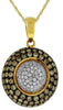 1.43CT WHITE & CHOCOLATE FANCY DIAMOND 14K YELLOW GOLD CLUSTER PAVE HALO PENDANT