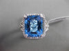 ESTATE 6.43CTW DIAMOND & AAA EXTRA FACET BLUE TOPAZ 14KT WHITE GOLD HALO RING
