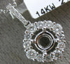 ESTATE .70CT DIAMOND 14KT WHITE GOLD 3D SQUARE HALO SEMI MOUNT FLOATING PENDANT