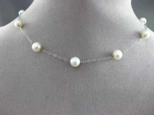 ESTATE AAA PEARL 14KT WHITE GOLD 3D BY THE YARD DIAMOND CUT NECKLACE #24945