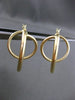 ESTATE 14KT YELLOW GOLD 3D CLASSIC ELONGATED CIRCULAR RING SHINY HOOP EARRINGS