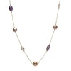 28.94CT ROSE QUARTZ AMETHYST & PINK PEARL 14KT YELLOW GOLD BY THE YARD NECKLACE