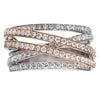 ESTATE WIDE 1CT DIAMOND 18KT WHITE & ROSE GOLD 3D SEMI ETERNITY CRISS CROSS RING