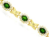 5.9CT DIAMOND & AAA RUSSALITE 14K YELLOW GOLD OVAL & ROUND MULTI FLOWER BRACELET