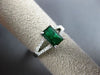 ESTATE .98CT DIAMOND & AAA EMERALD 18K WHITE GOLD 3D RECTANGULAR ENGAGEMENT RING