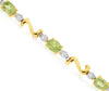2.32CT DIAMOND & AAA PERIDOT 14KT YELLOW GOLD 3D OVAL 3 STONE TENNIS BRACELET